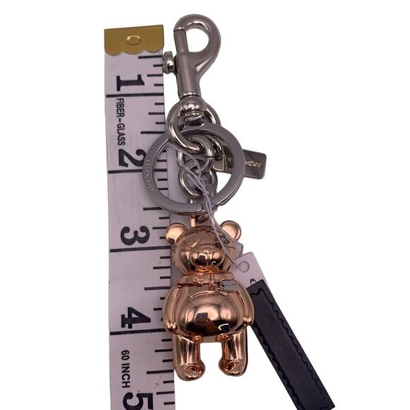 NWT COACH Rose Gold Teddy Bear Bag Charm Silver / Rose Gold 3 D Bear Bag Charm - Picture 4 of 4
